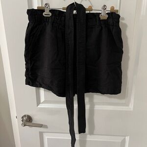 RW&CO. Black Paperbag Shorts with Tie